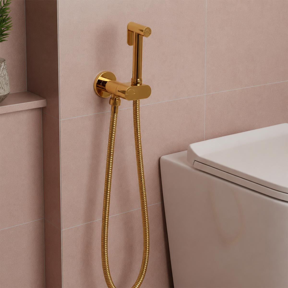 Douche Kit Set with Hose and Shut Off Valve – Gold