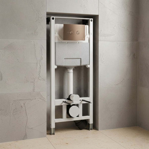 Dual Flush 1.2m WC Frame with Brushed Bronze Flush Plate