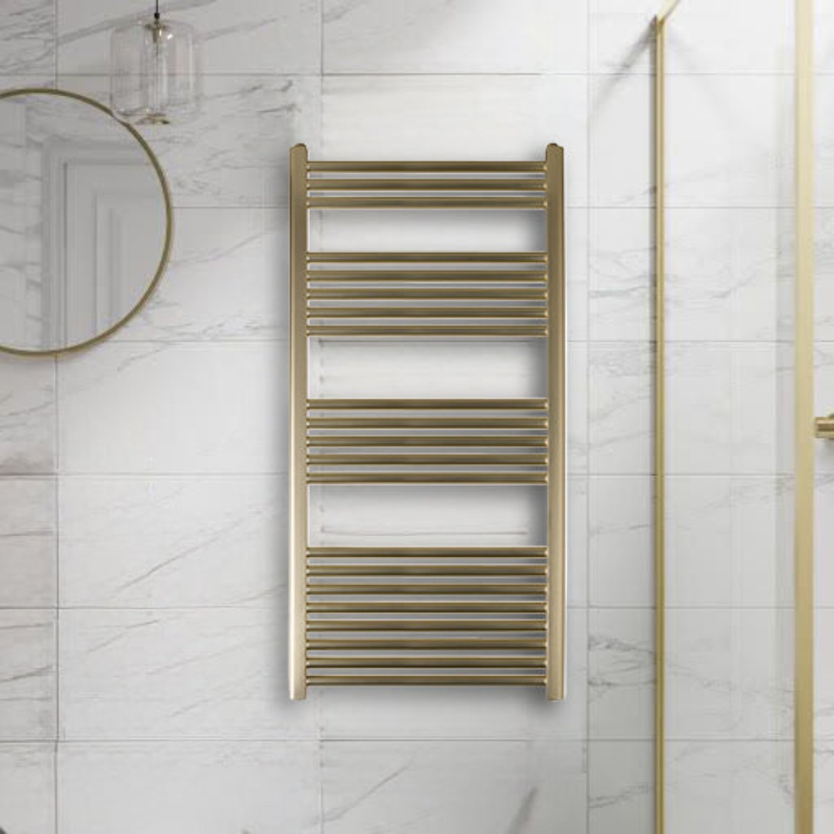Dual Fuel Heated Towel Rail - 1200mm x 600mm - Brushed Brass Finish