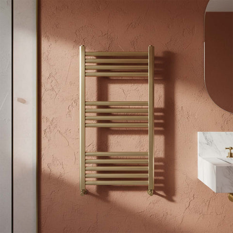 Dual Fuel Towel Rail Radiator - 800mm x 400mm - Brushed Brass