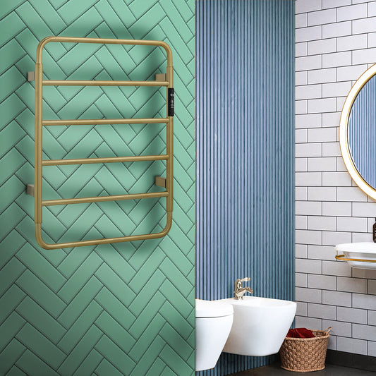 Electric Towel Rail Radiator Brushed Gold 640mm x 475mm  1200