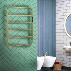 Electric Towel Rail Radiator Brushed Gold 640mm x 475mm