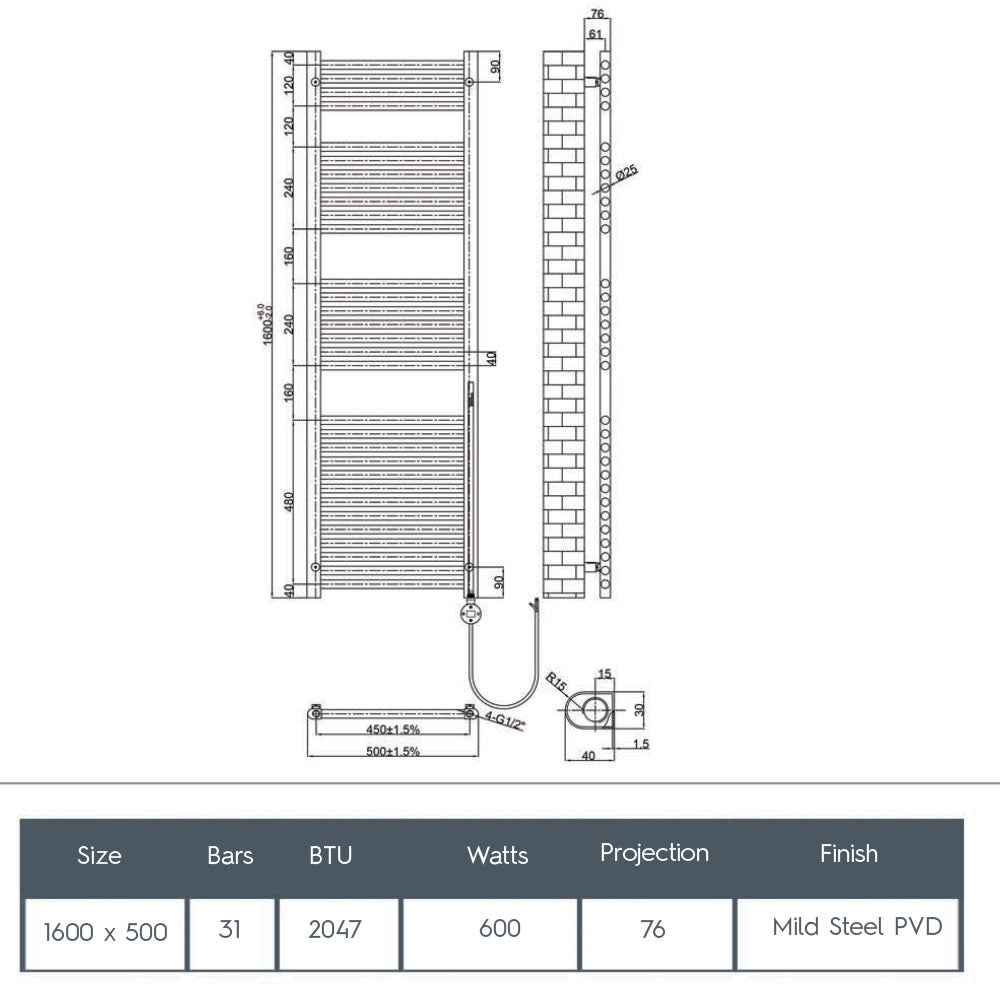 gold heated towel rail