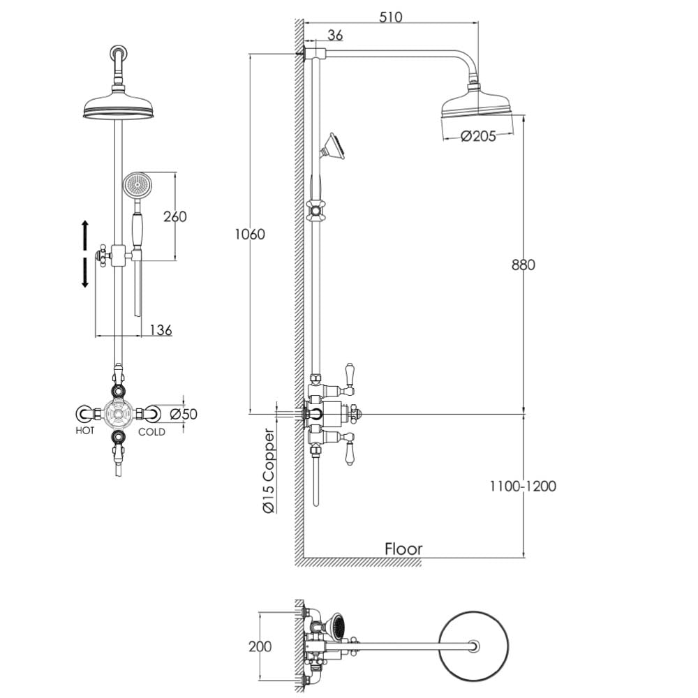 traditional Exposed_Thermostatic_valve_with_2_outlets_and_riser