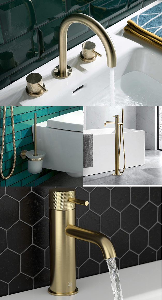 Round Brushed Brass Bathroom Taps, Showers and Accessories
