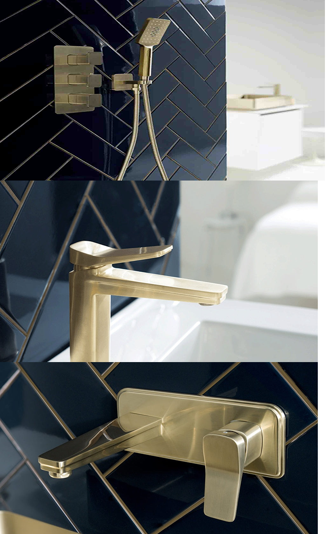 Square Brushed Brass Bathroom Taps And Showers
