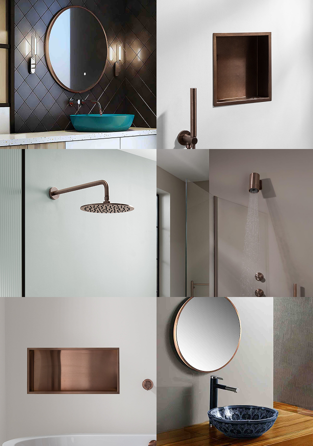 Round Brushed Bronze Bathroom Taps and Showers
