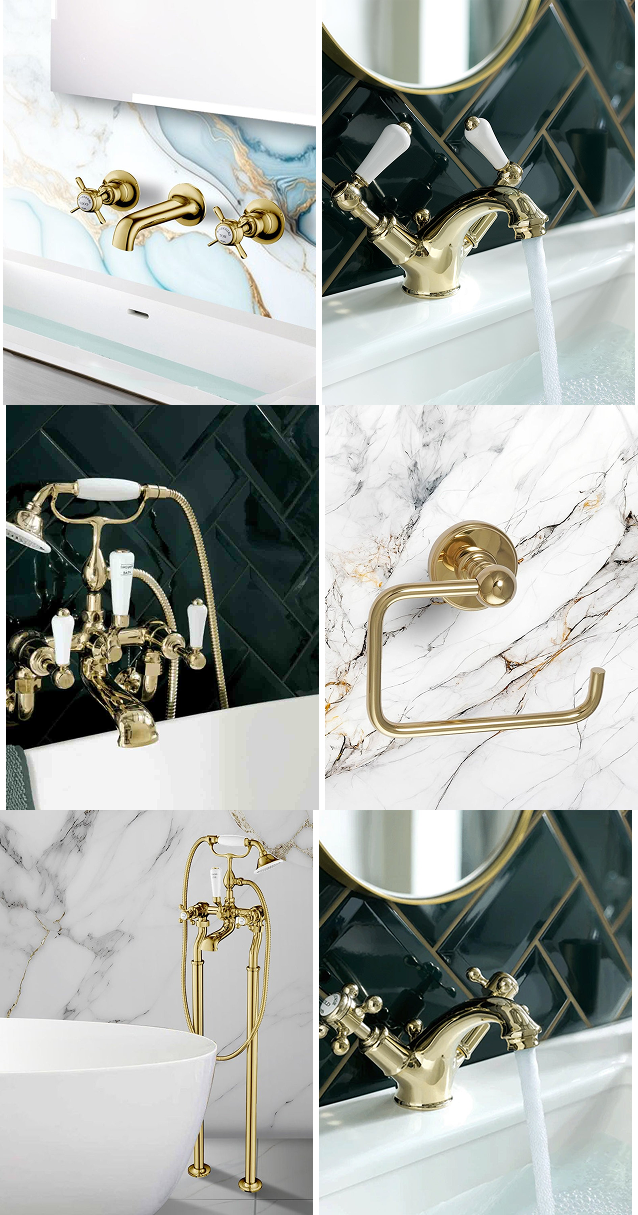 Traditional Polished Gold Bathroom Taps and Showers