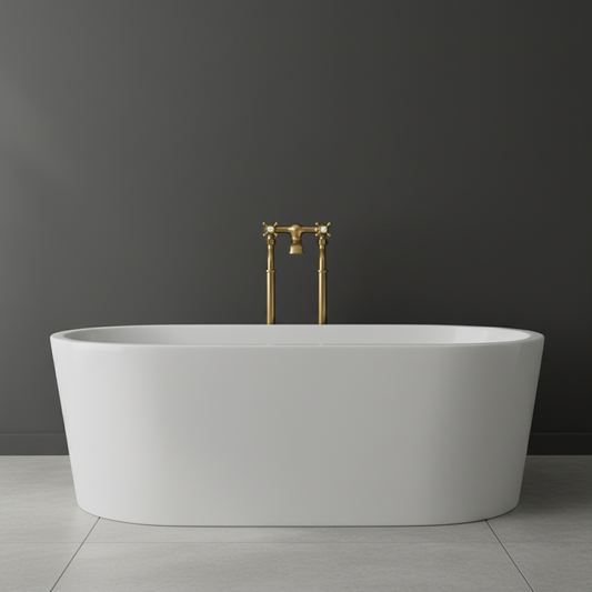 Aura Freestanding Bath Filler Tap with Crosshead Handles - Brushed Brass