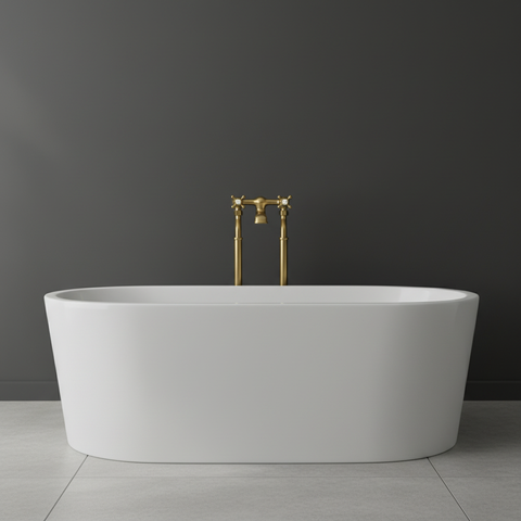 Traditional freestanding bath filler tap brass