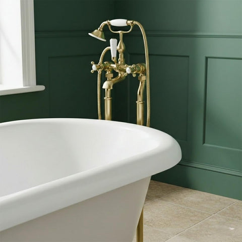 victorian bath taps with shower attachment - gold