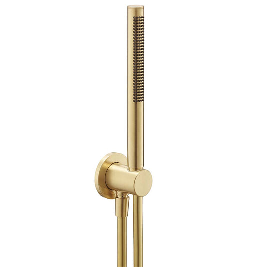 Brushed Brass Water Outlet with Bracket, Slim Handset Shower Kit and Hose