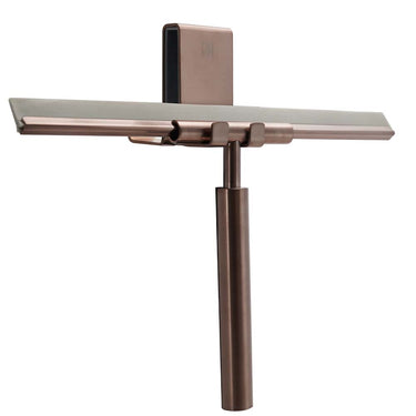 Brushed bronze shower squeegee with double sided holder