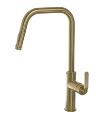 Brushed Gold Modern Kitchen Tap with Extendable Pull Out Spray Hose