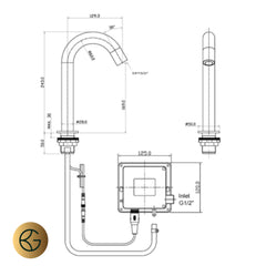 Brushed brass finish deck mounted sensor tap