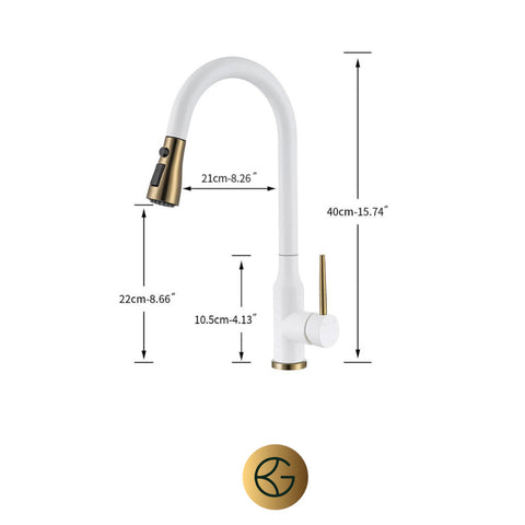 white and gold kitchen tap  Pull Out Spray Kitchen Taps