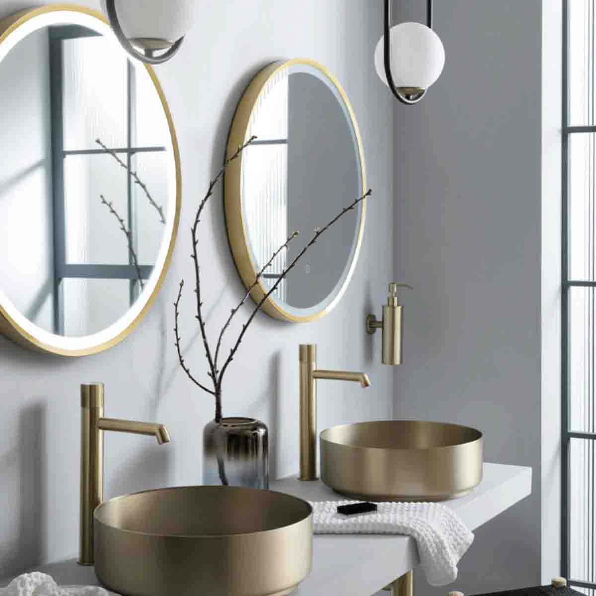 gold led bathroom mirror