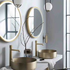 gold led bathroom mirror