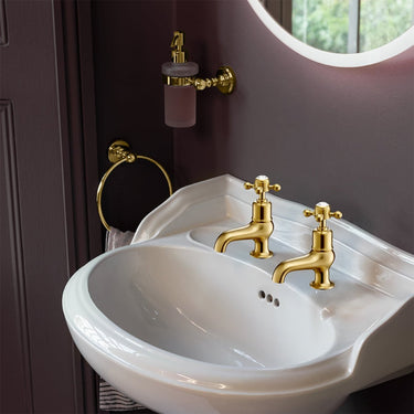 Gold Long Nose Basin Taps with Crosshead Handles