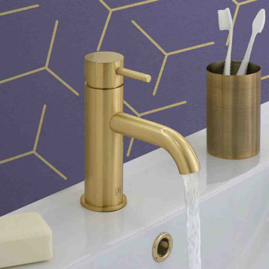 Mono Single Lever Mini Basin Mixer Tap - Brushed Brass
