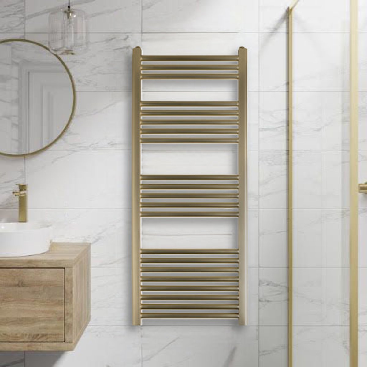 Gold Towel Radiator 1200mm x 500mm – Dual Fuel