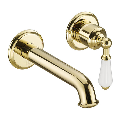 Wall Mounted Traditional Lever Basin Tap - Polished Gold