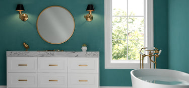 Grey Bathroom Ideas: Elevating Elegance with Gold Accents
