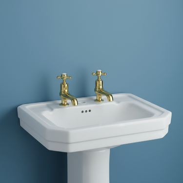 Cloakroom Basin Taps with Crosshead Handles - Polished Gold