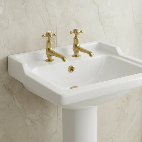 Traditional Long Nose Basin Taps with Crosshead Handles (Pair)