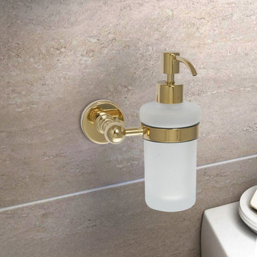 Hera Wall Mounted Brass Soap Dispenser with Frosted Glass


