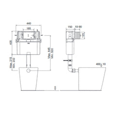 Dual Flush In Wall Concealed Cistern dimensions