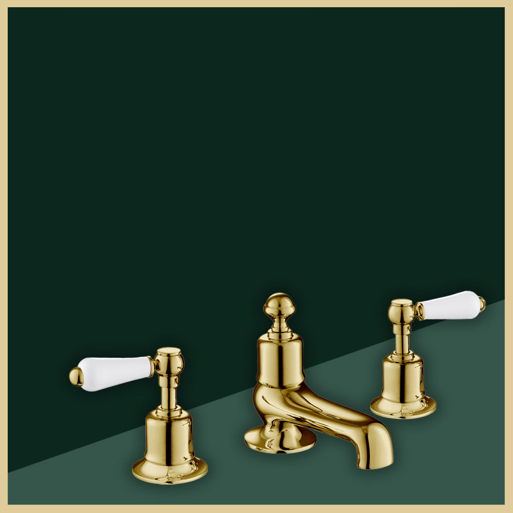 Gold basin mixer tap 3 hole
