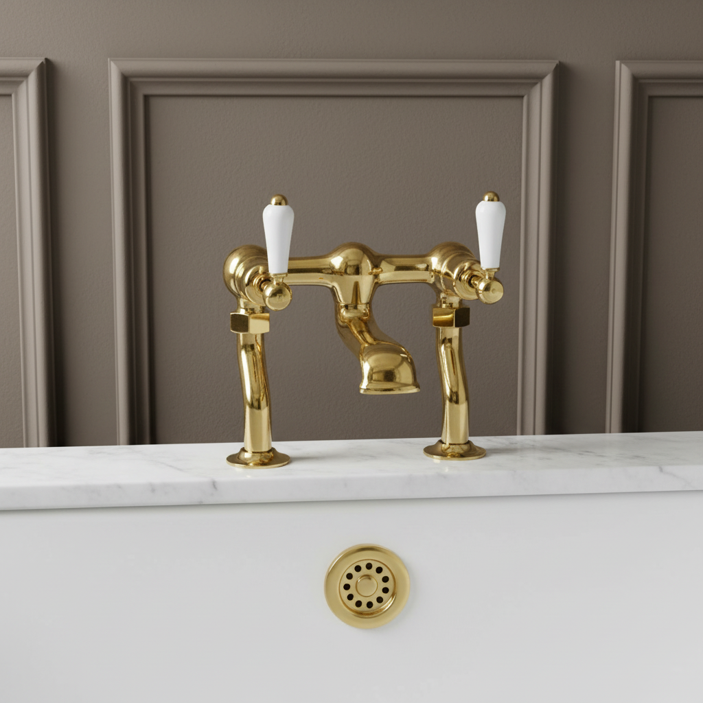 Lever bath filler tap - polished gold 