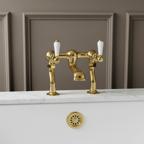 Lever bath filler tap - polished gold 