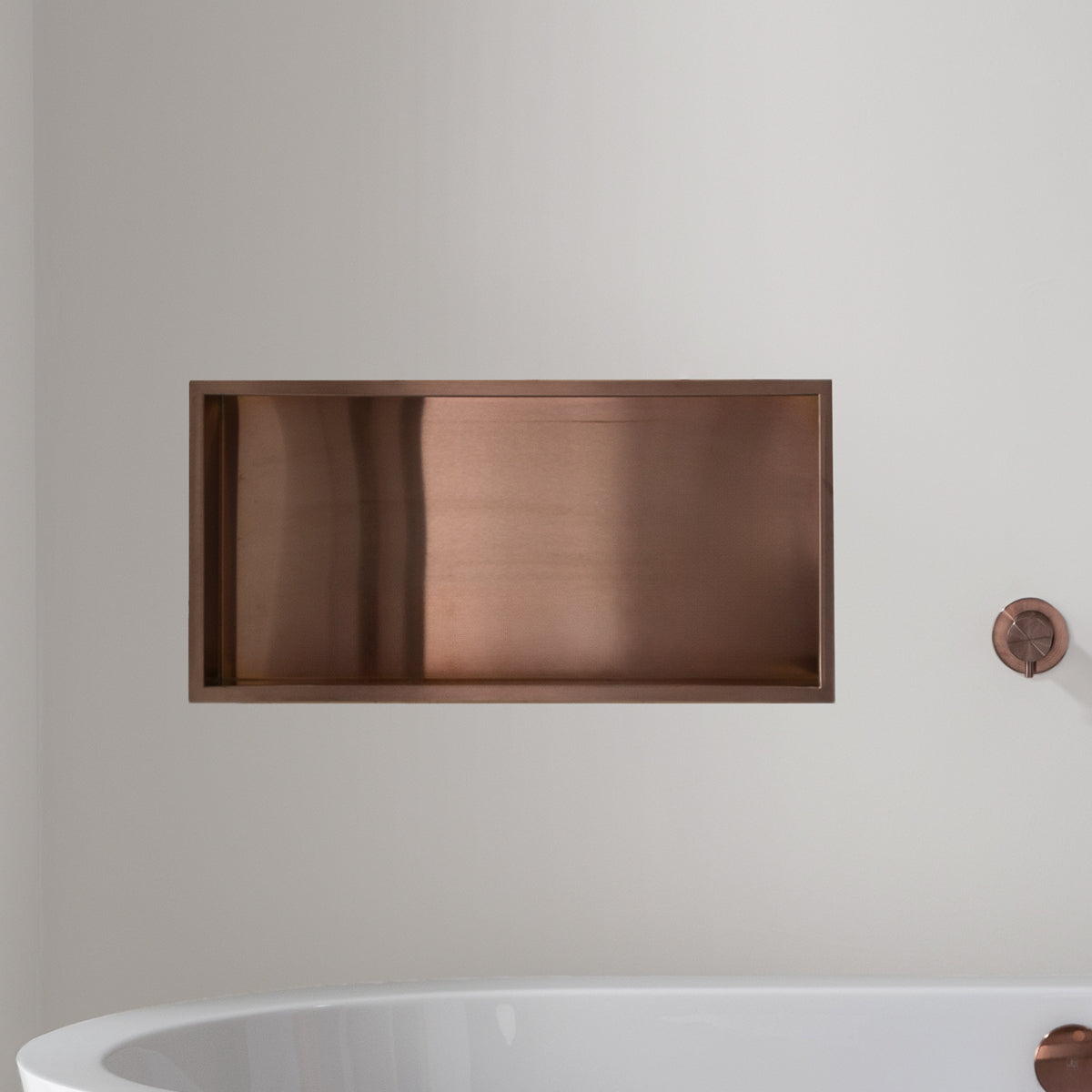 Brushed bronze shower niche 