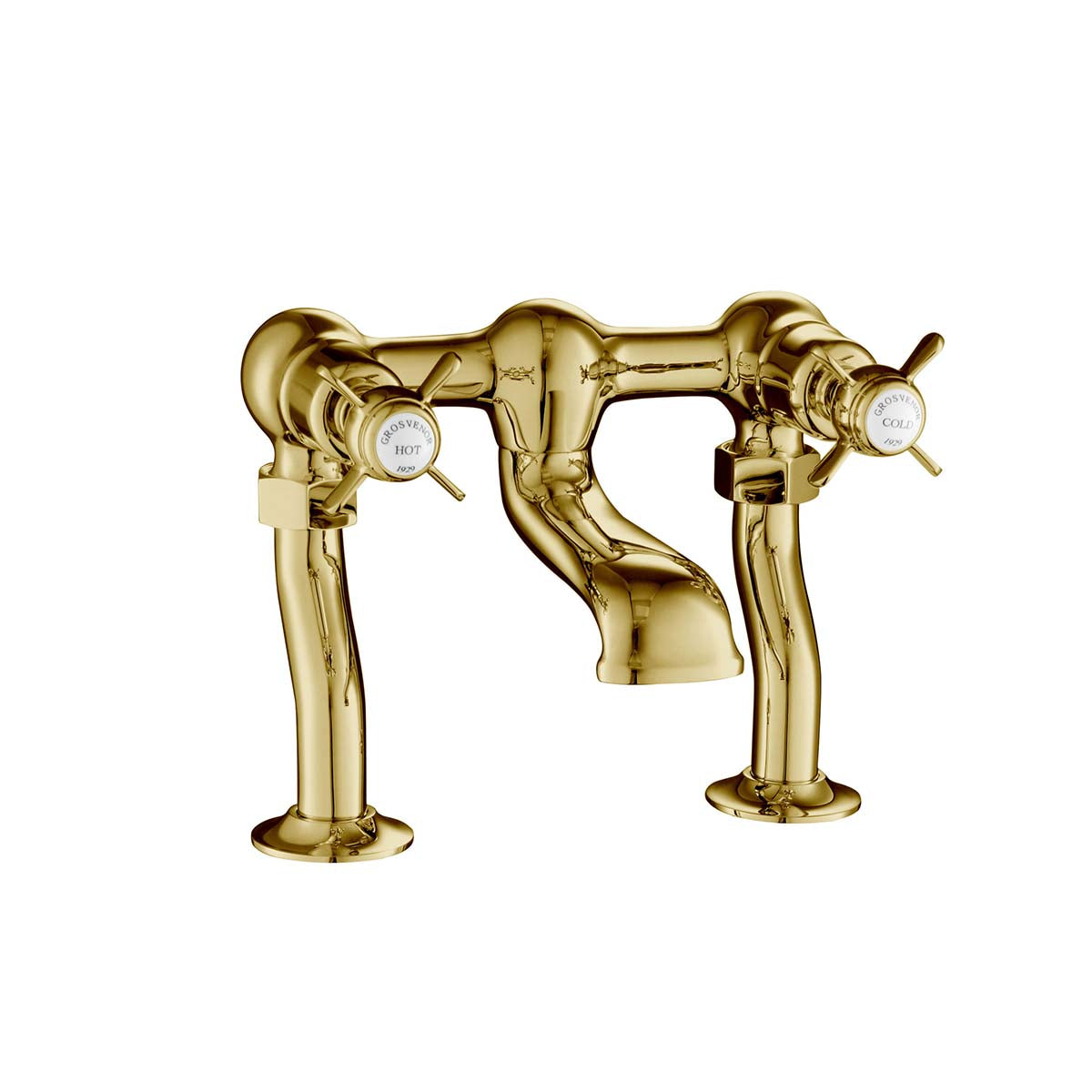Pinch Deck Mounted Bath Filler Mixer Tap - Polished Gold