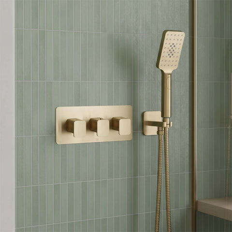 Concealed Thermostatic 3 Outlet Shower Valve Horizontal
