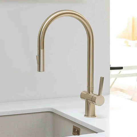 brushed brass kitchen tap