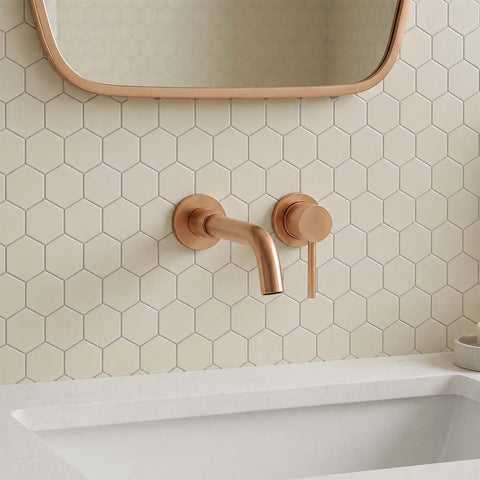 Brushed Bronze Wall Mounted Basin Tap with Single Lever