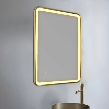 Rectangle Gold Bathroom Mirror with LED Light

