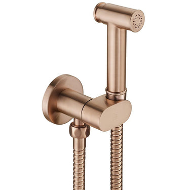 Round Brushed Bronze Douche Shower Spray Kit with Shut-Off Bracket

