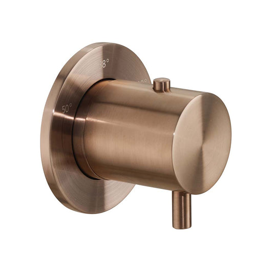 Round Brushed Bronze Thermostatic Douche Valve 1000