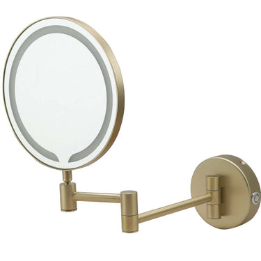 Round Double Sided LED Magnifying 3X Mirror - Brushed Brass

