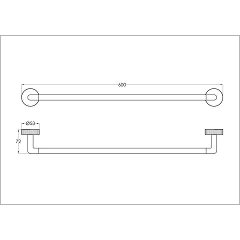Round Towel Bar 600mm - Brushed Bronze technical details