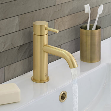 Brushed Gold Single Lever Basin Mixer Tap Deck Mounted