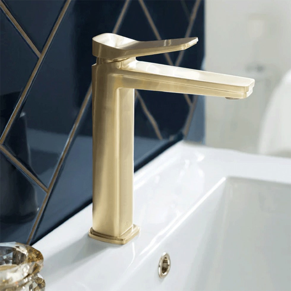 Square Brushed Brass Bathroom Taps