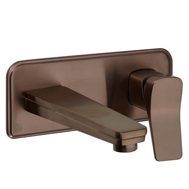 Single Lever Wall Mounted Basin Mixer Tap - Brushed Bronze

