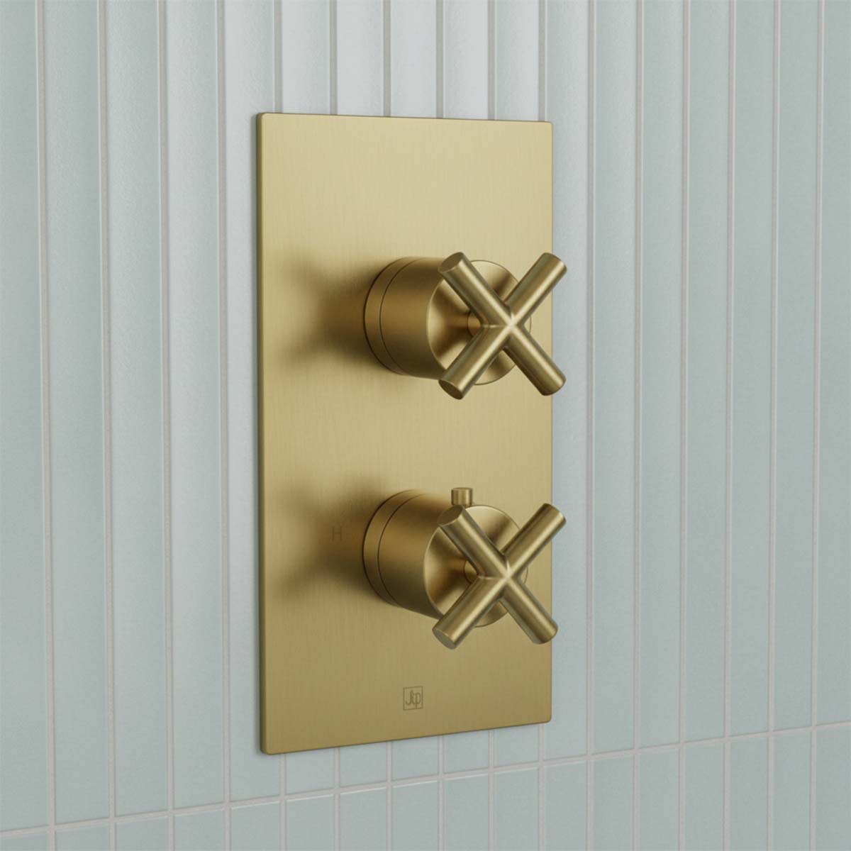Single outlet brushed brass concealed shower valve 