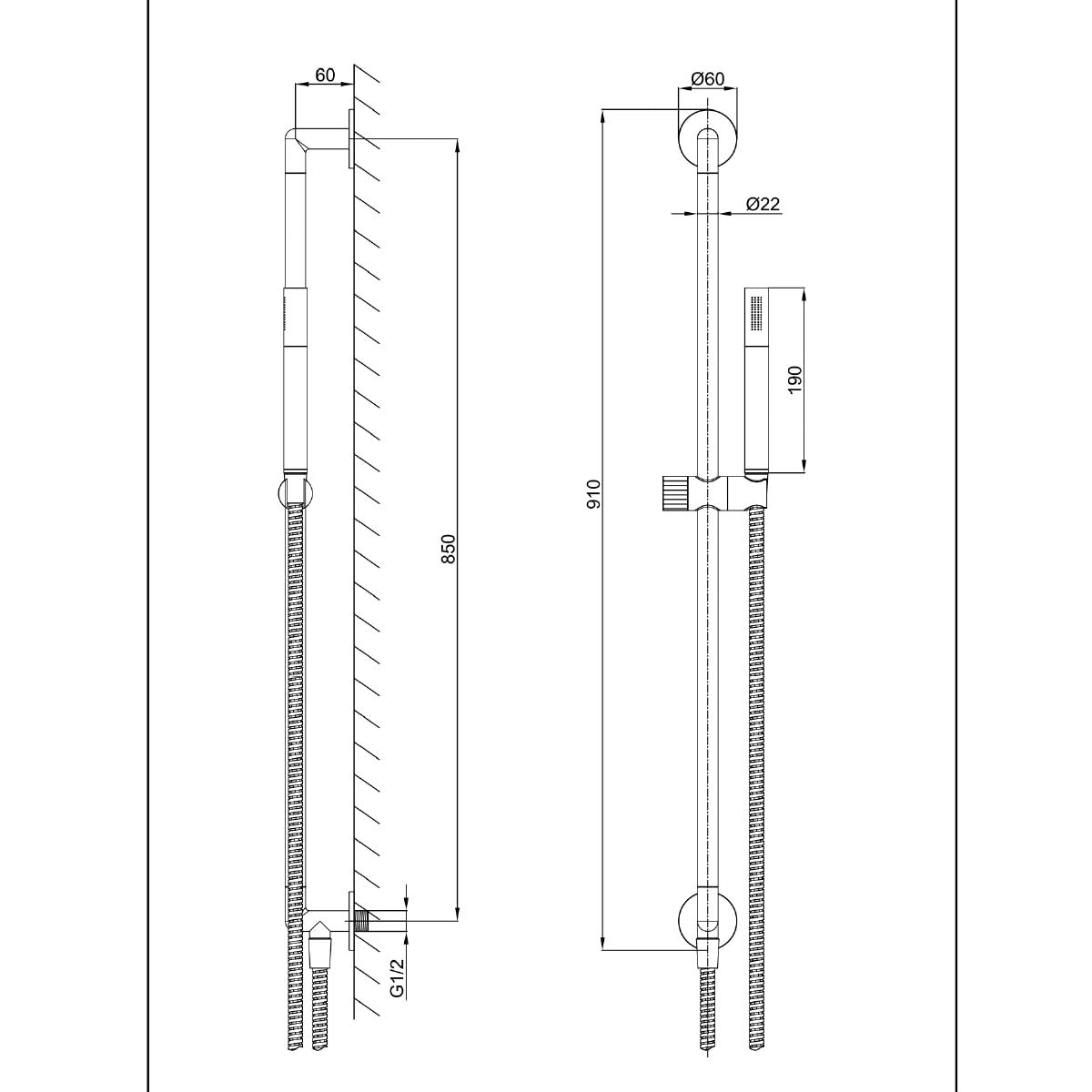  Slide Rail Shower Kit with Microphone Handset and Elbow