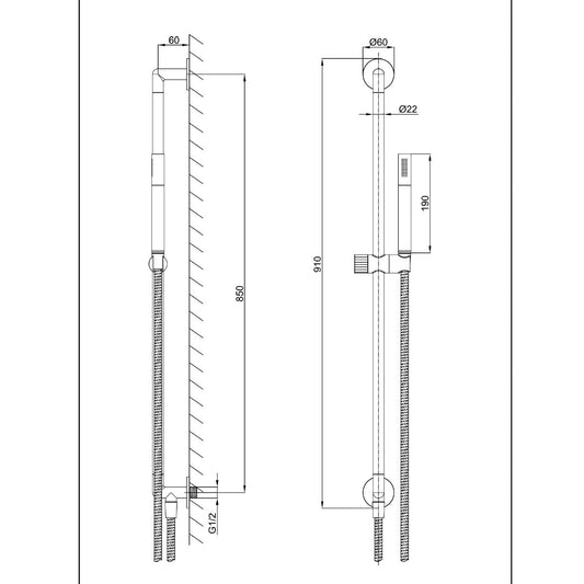  Slide Rail Shower Kit with Microphone Handset and Elbow